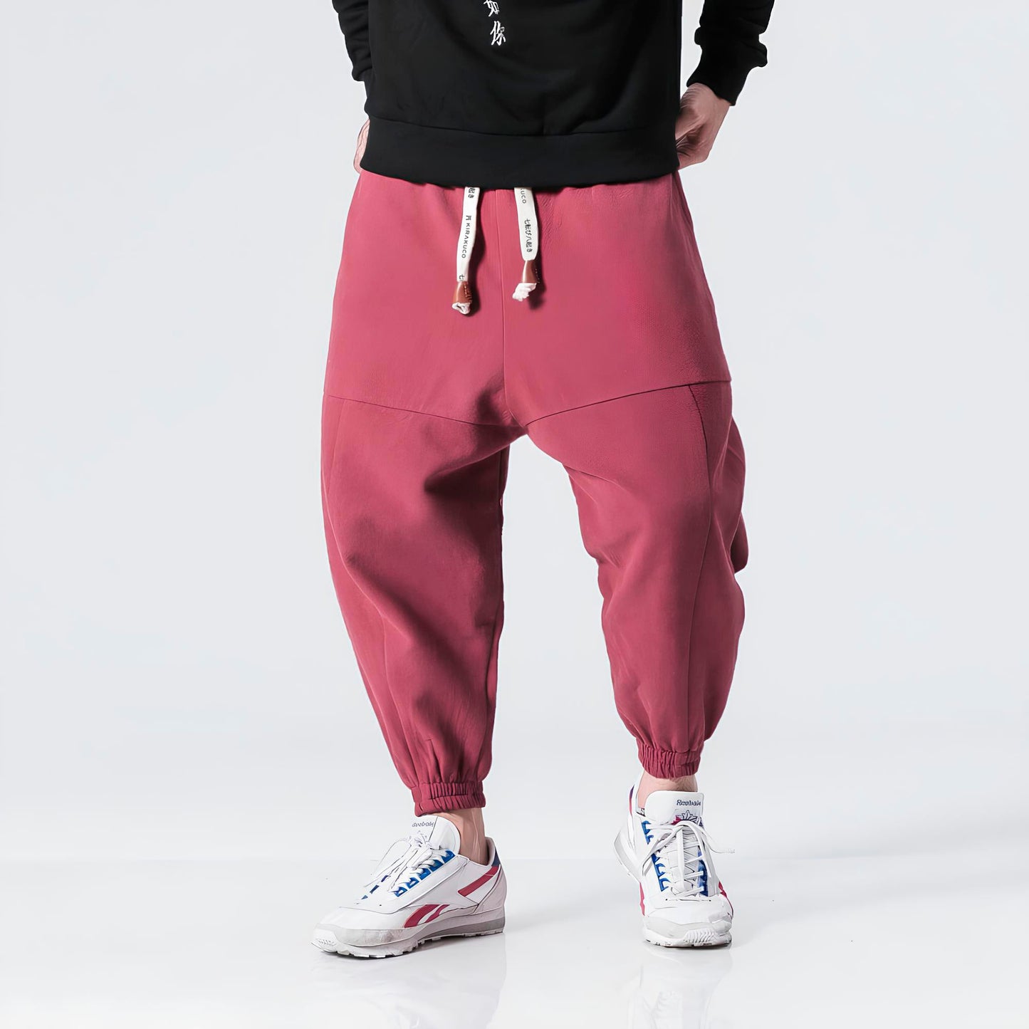 Shao - Pantalones harem cómodos de algodón