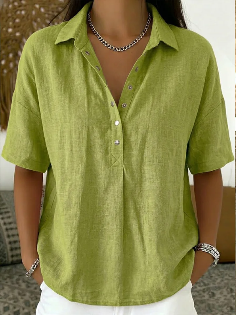 Olivia | Blusa Lino Topo