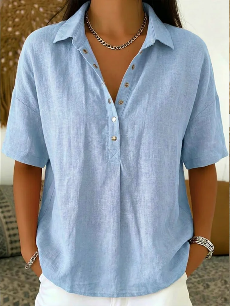 Olivia | Blusa Lino Topo