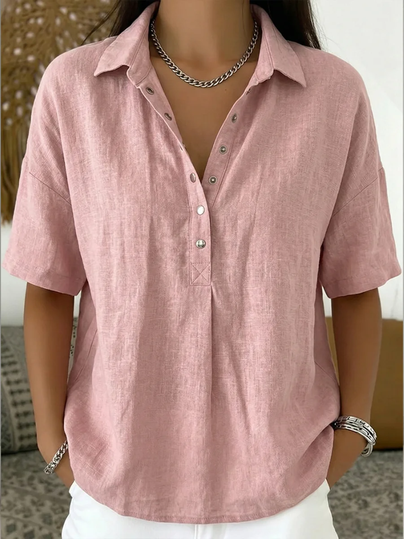 Olivia | Blusa Lino Topo