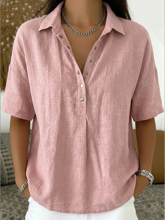 Olivia | Blusa Lino Topo