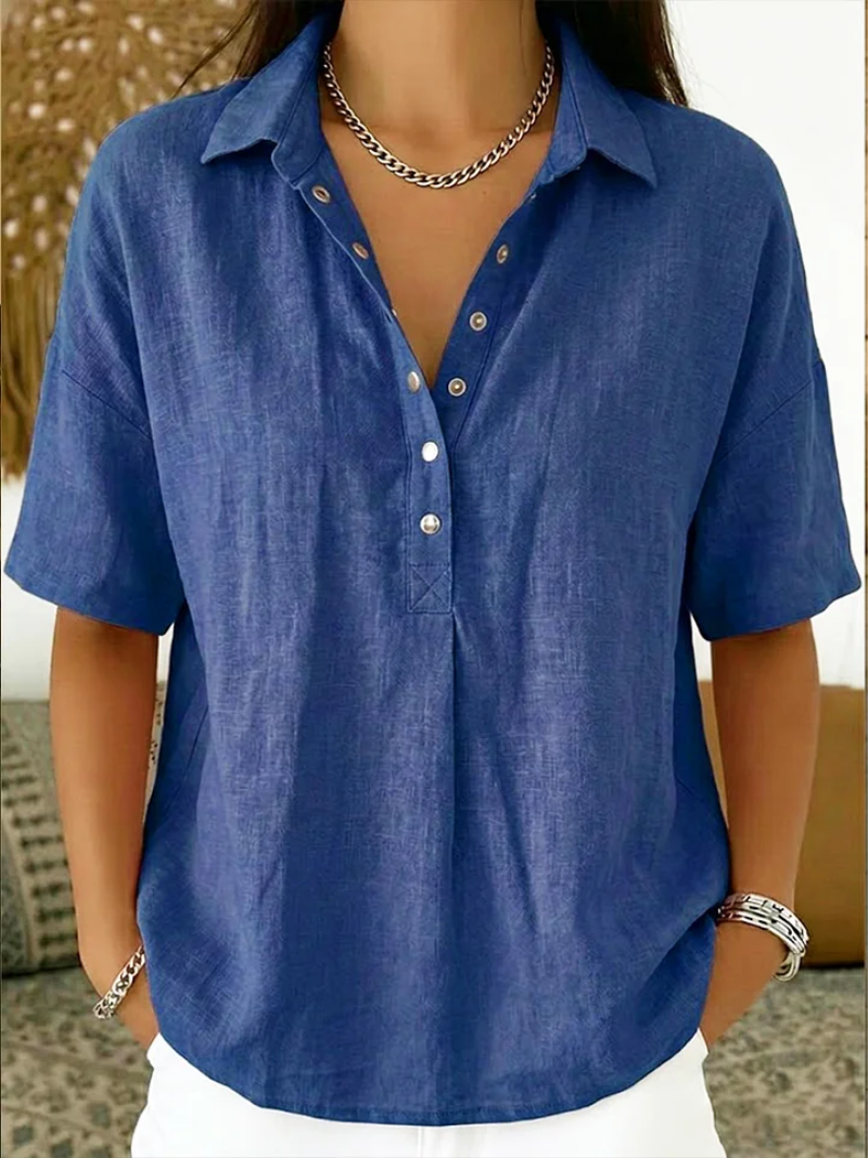 Olivia | Blusa Lino Topo