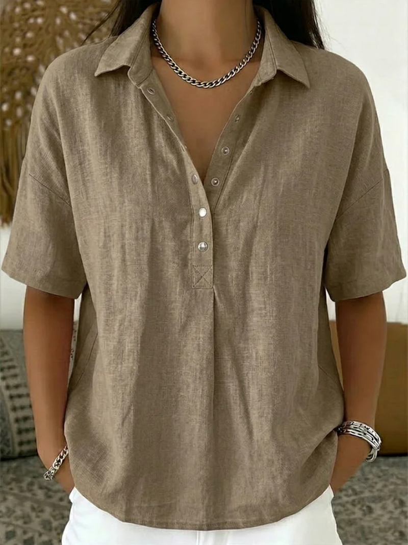 Olivia | Blusa Lino Topo