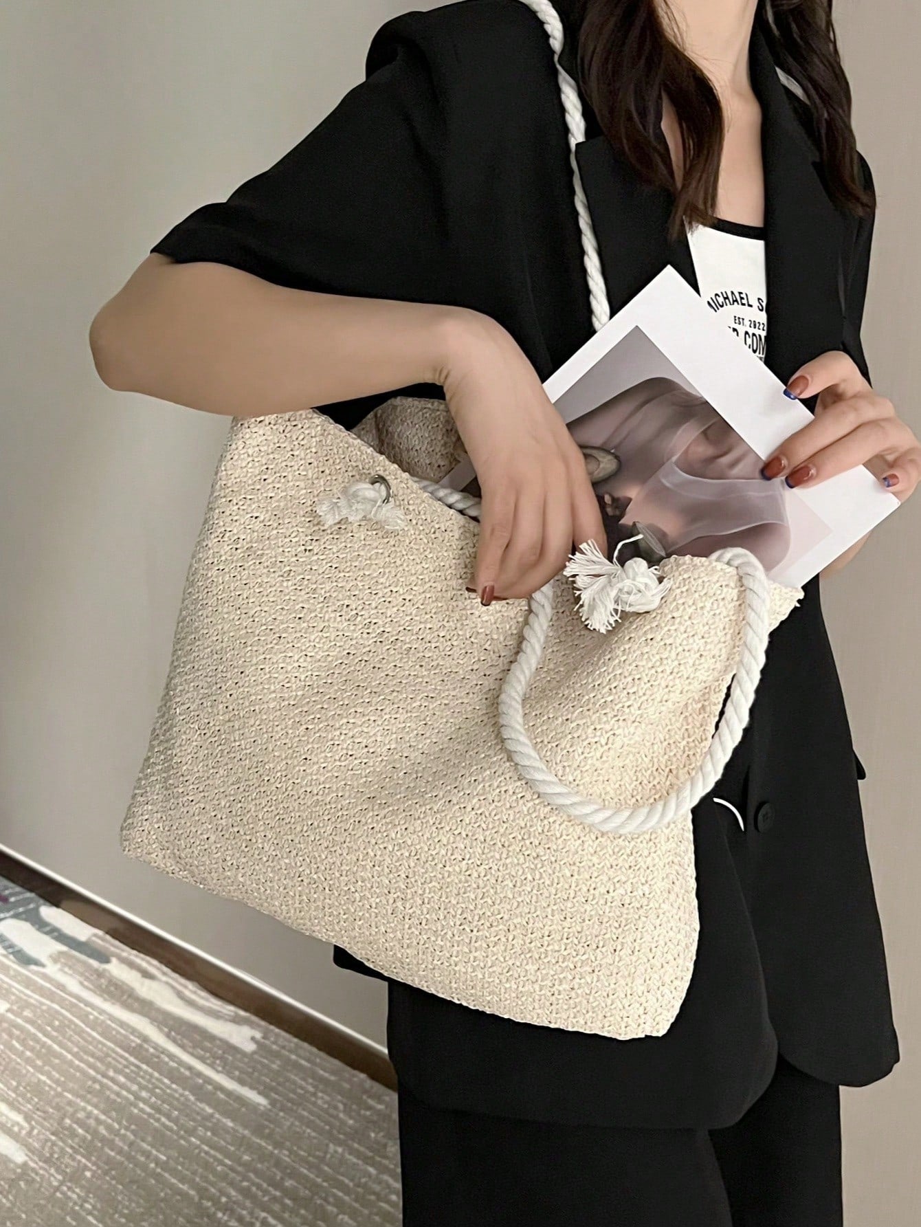 Bolso bandolera de mimbre
