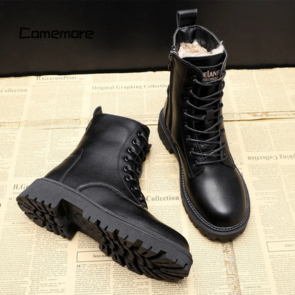 Delphine | Botas de invierno de cuero negro