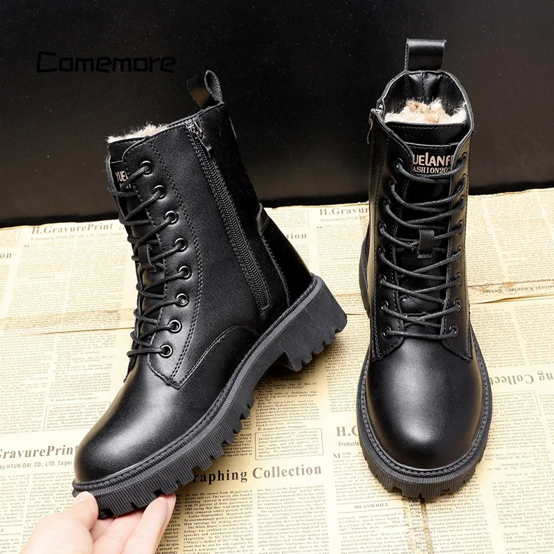 Delphine | Botas de invierno de cuero negro