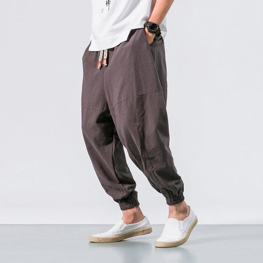 Shao - Pantalones harem cómodos de algodón