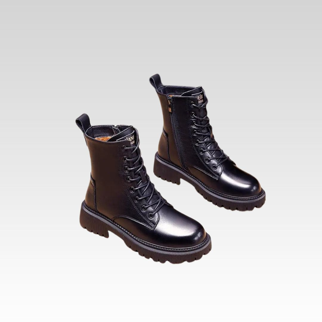 Delphine | Botas de invierno de cuero negro