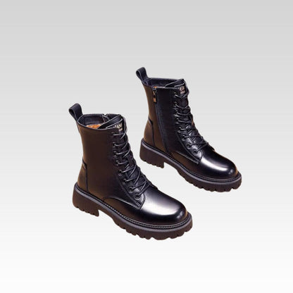 Delphine | Botas de invierno de cuero negro