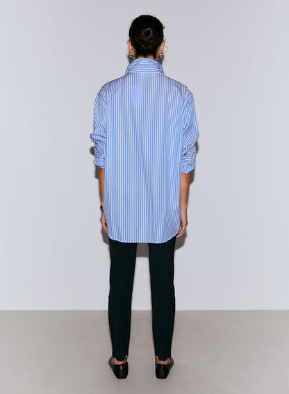 Camisa de popelina a rayas azules