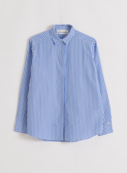 Camisa de popelina a rayas azules