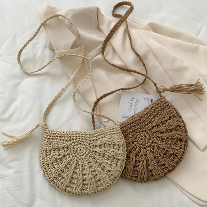 Bolso bandolera con diseño de paja