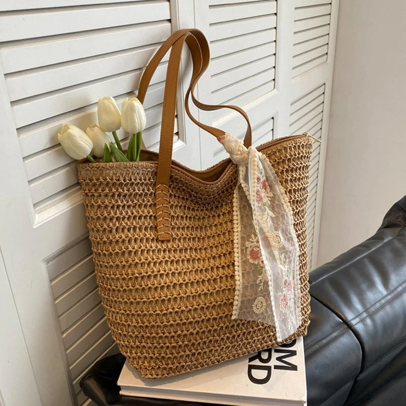 Bolso tipo tote con estilo rústico