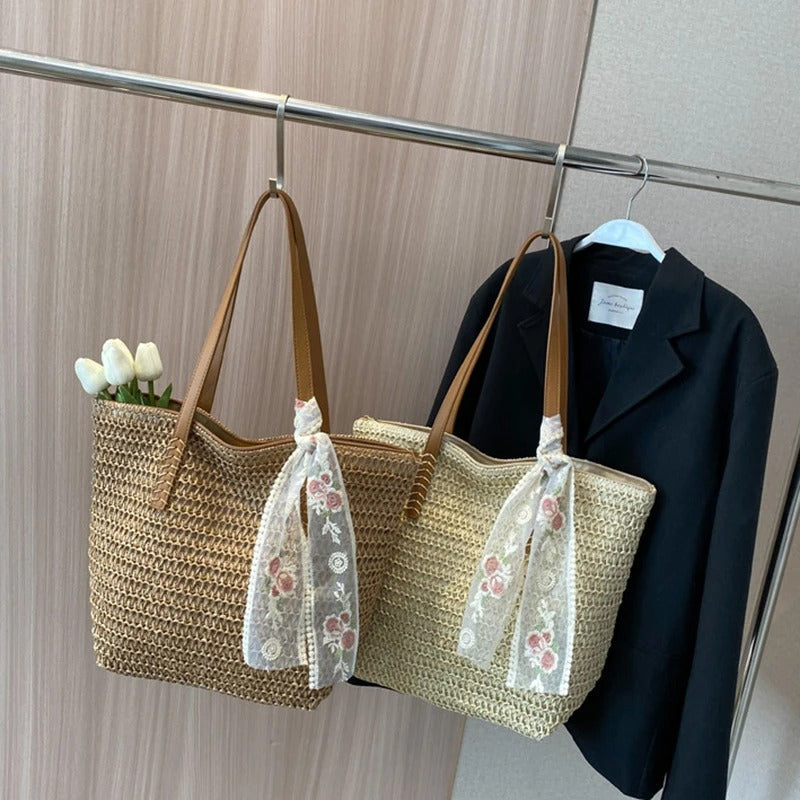 Bolso tipo tote con estilo rústico