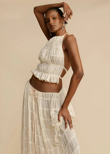 Leire | Conjunto de top con tirantes y falda