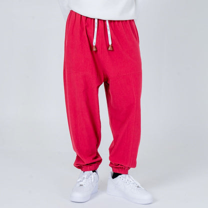 Shao - Pantalones harem cómodos de algodón